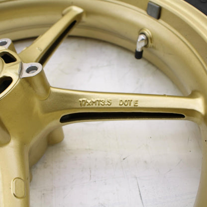 2009 - 2012 TRIUMPH DAYTONA 675 FRONT WHEEL RIM GOLD MICHELIN TIRE STRAIGHT