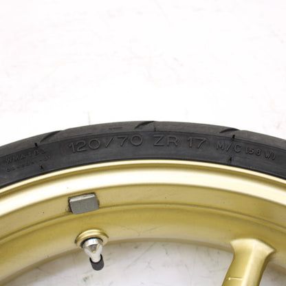 2009 - 2012 TRIUMPH DAYTONA 675 FRONT WHEEL RIM GOLD MICHELIN TIRE STRAIGHT
