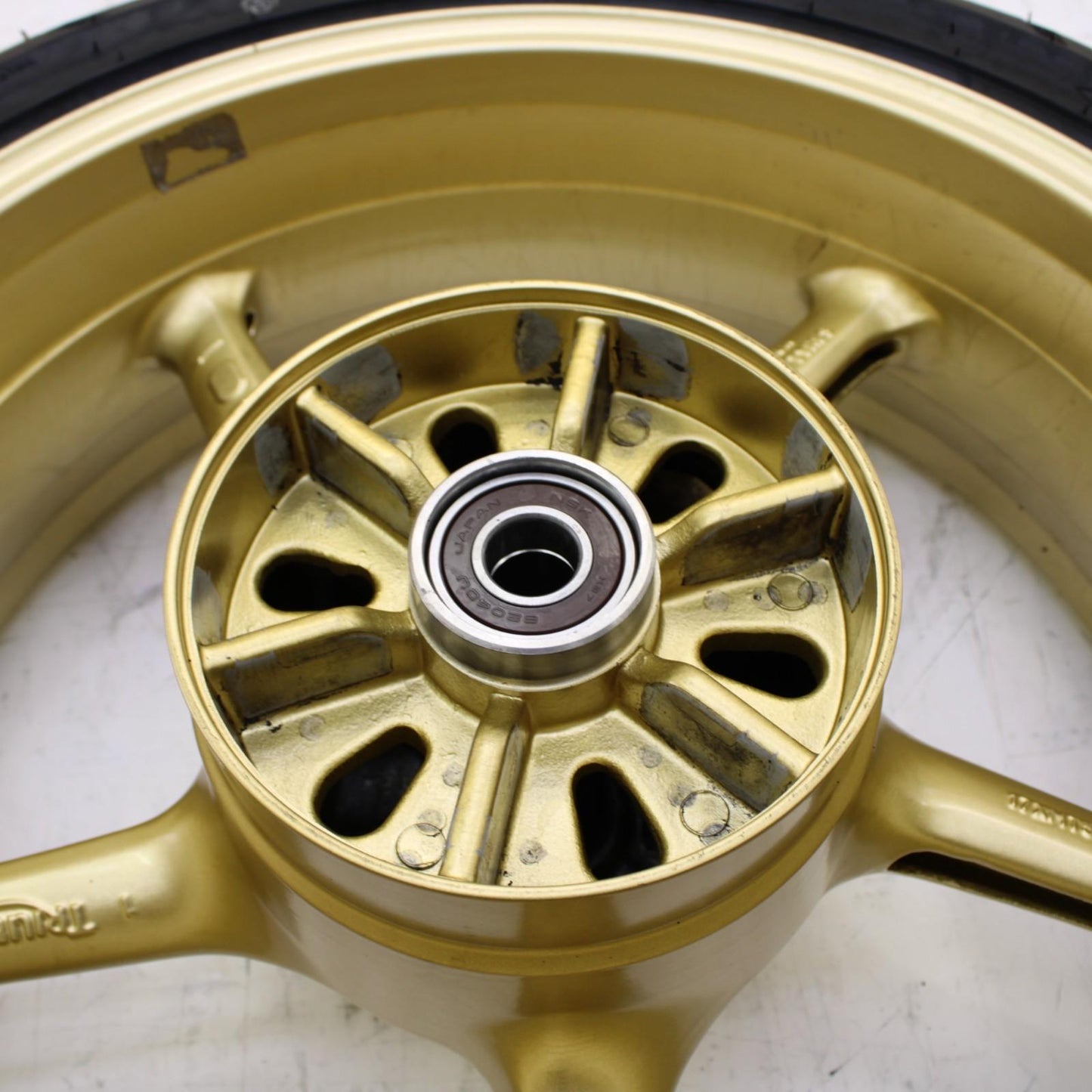 2009 - 2012 TRIUMPH DAYTONA 675 REAR WHEEL RIM TIRE STOCK STRAIGHT GOLD