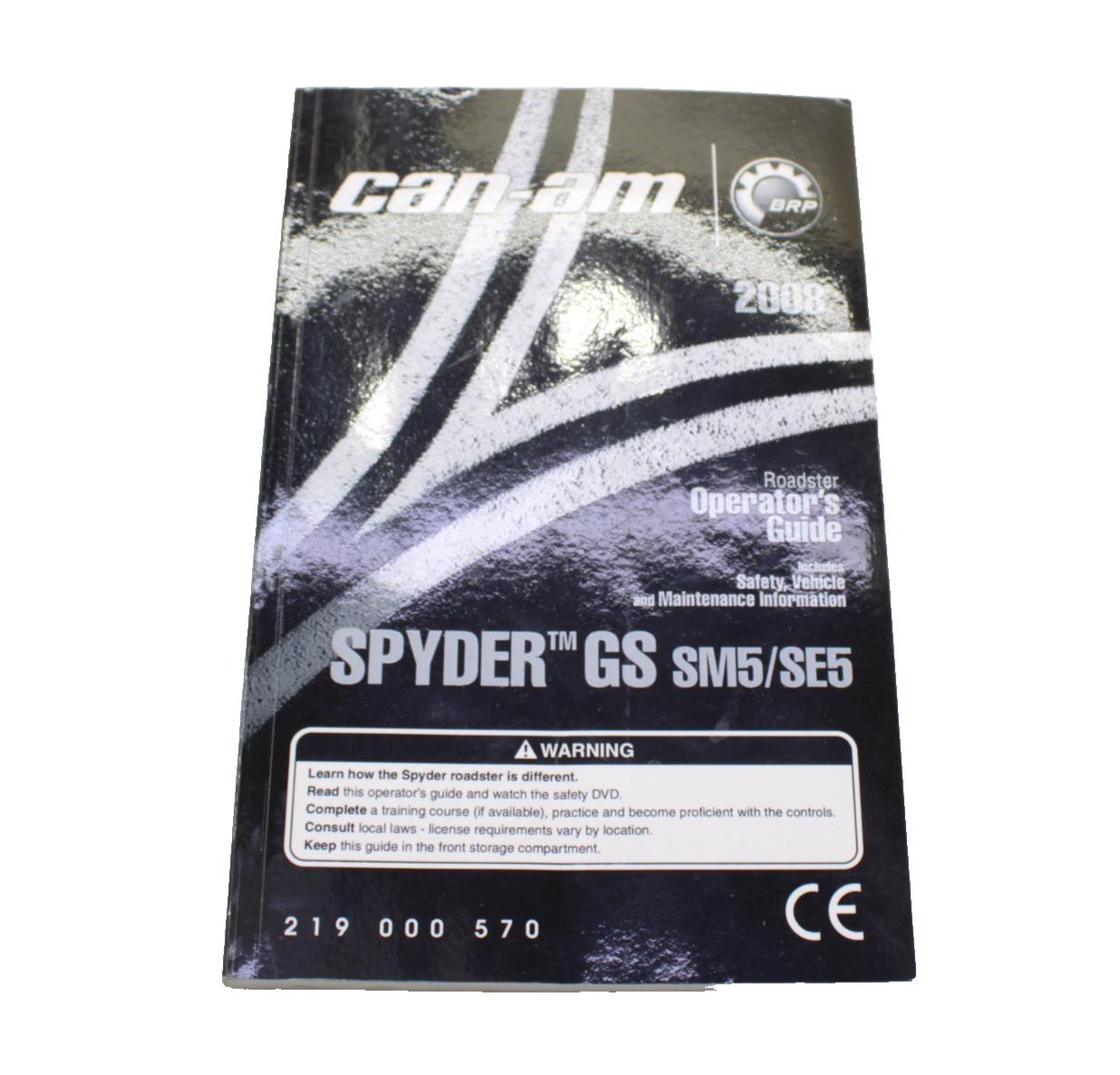 2008 CAN AM SPYDER 990 OPERATOR GUIDE SERVICE OWNERS MANUAL STOCK
