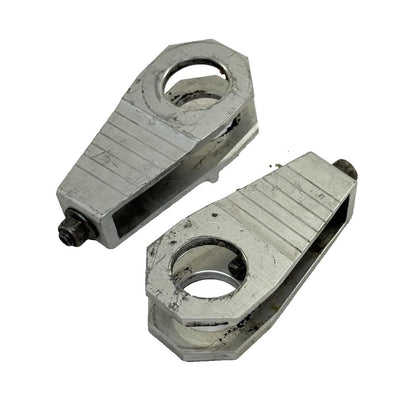 2008 - 2016 YAMAHA YZF R6 CHAIN ADJUSTERS SWINGARM ADJUSTERS SILVER REAR BACK