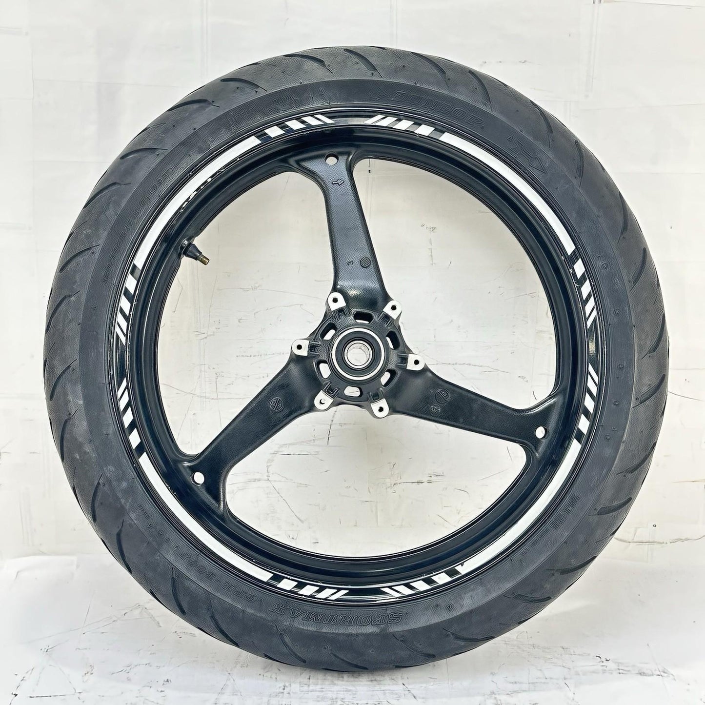 2007 - 2012 HONDA CBR600RR FRONT WHEEL RIM TIRE BLACK STOCK