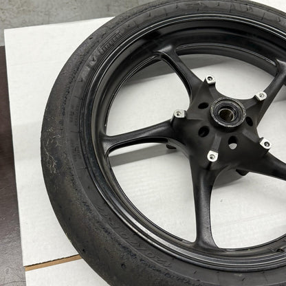 2008 - 2016 YAMAHA YZF R6 FRONT WHEEL STRAIGHT RIM BLACK TRACK TIRE DUNLOP