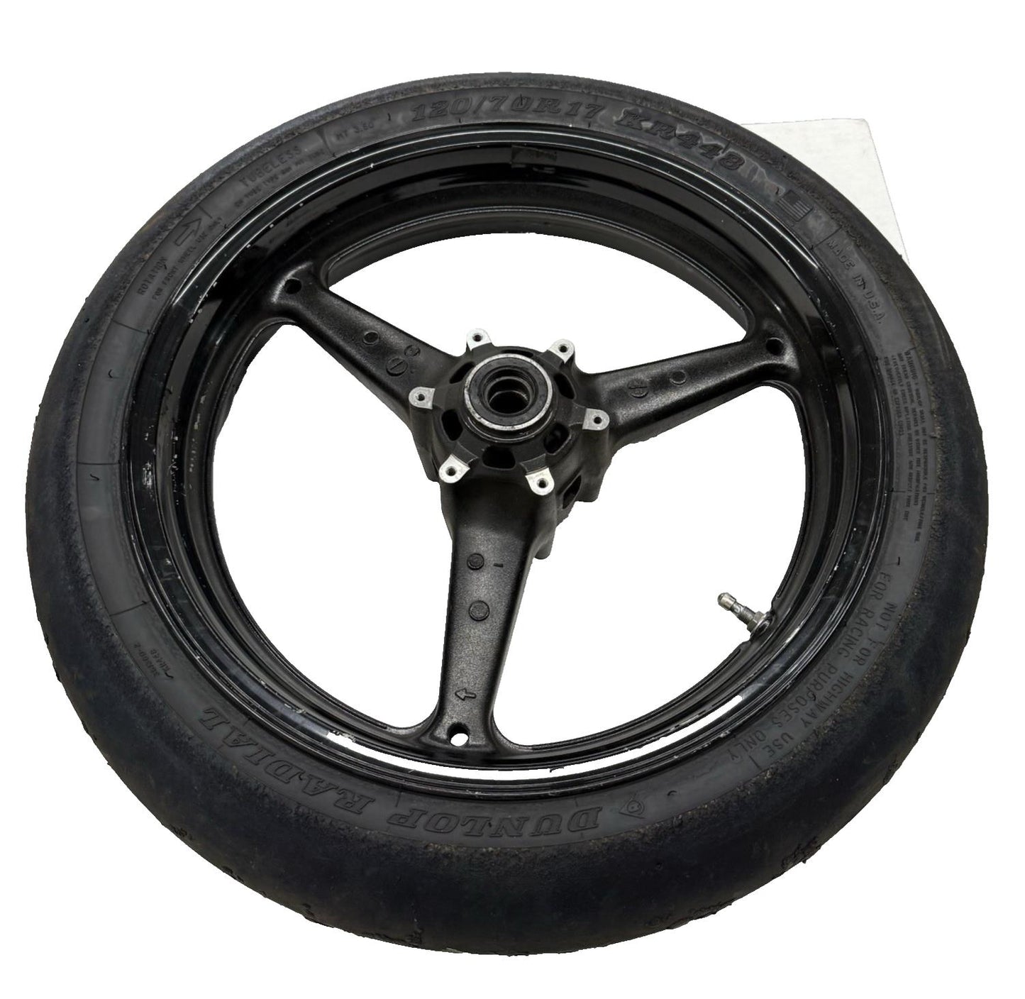 2008 - 2011 HONDA CBR1000RR FRONT WHEEL RIM W TIRE STRAIGHT STOCK *STRAIGHT*