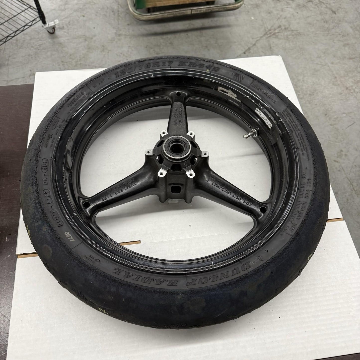 2008 - 2011 HONDA CBR1000RR FRONT WHEEL RIM W TIRE STRAIGHT STOCK *STRAIGHT*