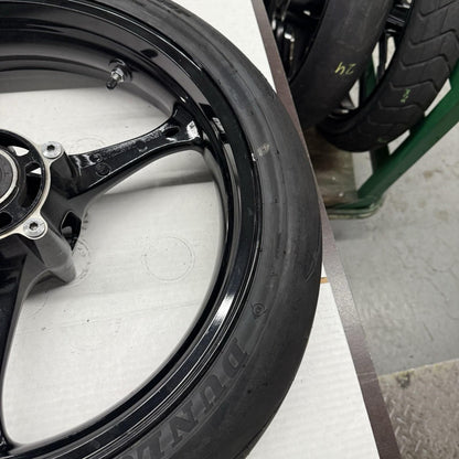 2006 2007 SUZUKI GSXR600 GSXR750 FRONT WHEEL BLACK STRAIGHT DUNLOP TIRE