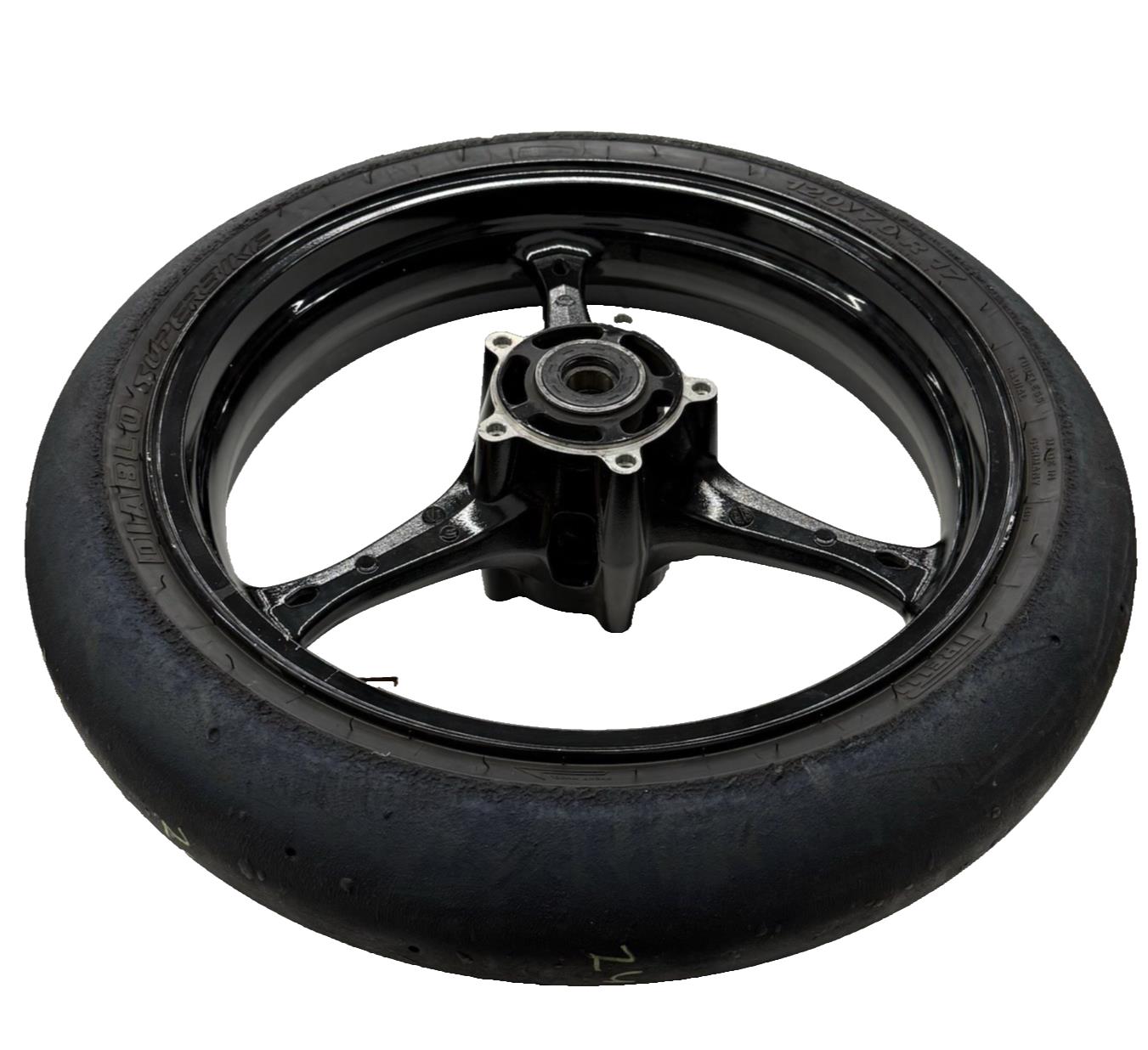 2007 2008 SUZUKI GSXR1000 FRONT WHEEL RIM PIRELLI TIRE TRACK STRAIGHT STOCK