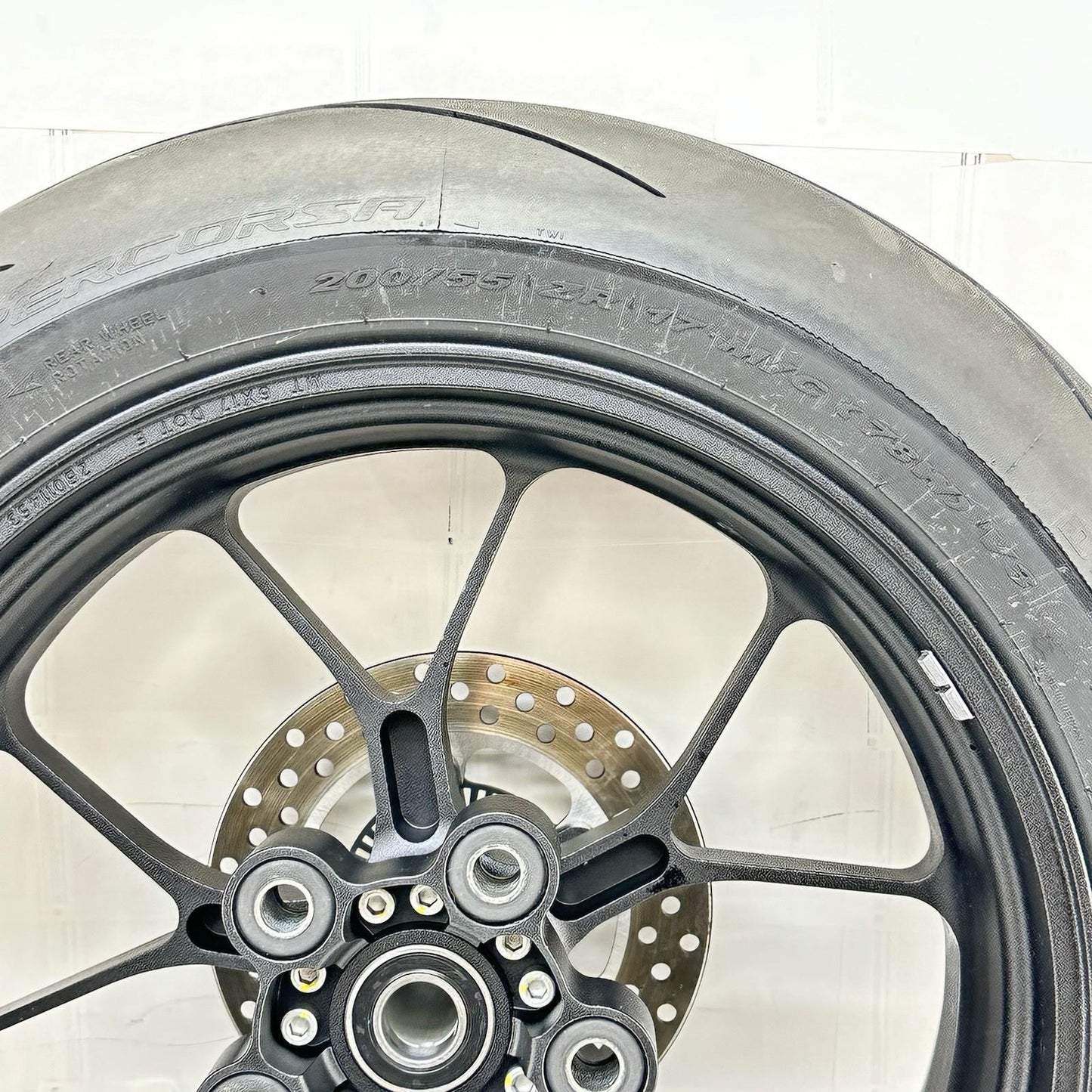 2021 - 2026 APRILIA RSV4 REAR WHEEL BACK BRAKE ROTOR RIM TIRE RUBBER BLACK