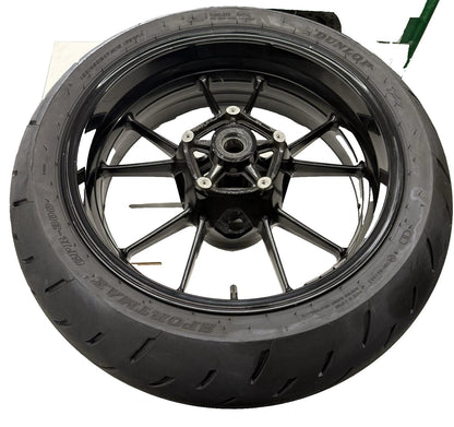 2009 - 2014 BMW S1000RR REAR WHEEL BACK RIM DUNLOP TIRE BLACK STRAIGHT STOCK