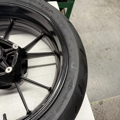 2009 - 2014 BMW S1000RR REAR WHEEL BACK RIM DUNLOP TIRE BLACK STRAIGHT STOCK