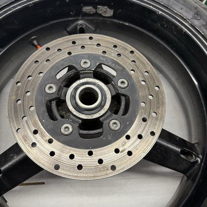 2007 2008 SUZUKI GSXR1000 REAR WHEEL BRAKE ROTOR DUNLOP BLACK RIM TIRE STOCK