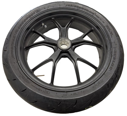 2008 - 2010 DUCATI 848 REAR WHEEL BLACK RIM STRAIGHT DUNLOP TIRE BLACK STOCK