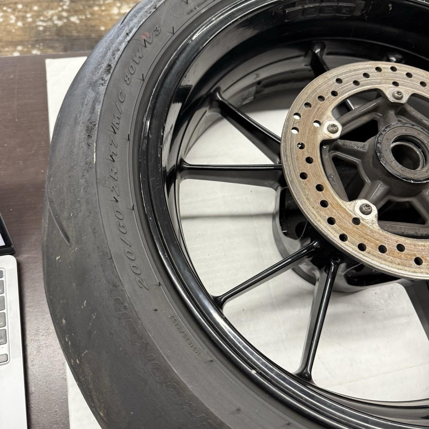 2010 - 2014 BMW S1000RR REAR WHEEL BACK RIM STRAIGHT PIRELLI TIRE BRAKE ROTOR