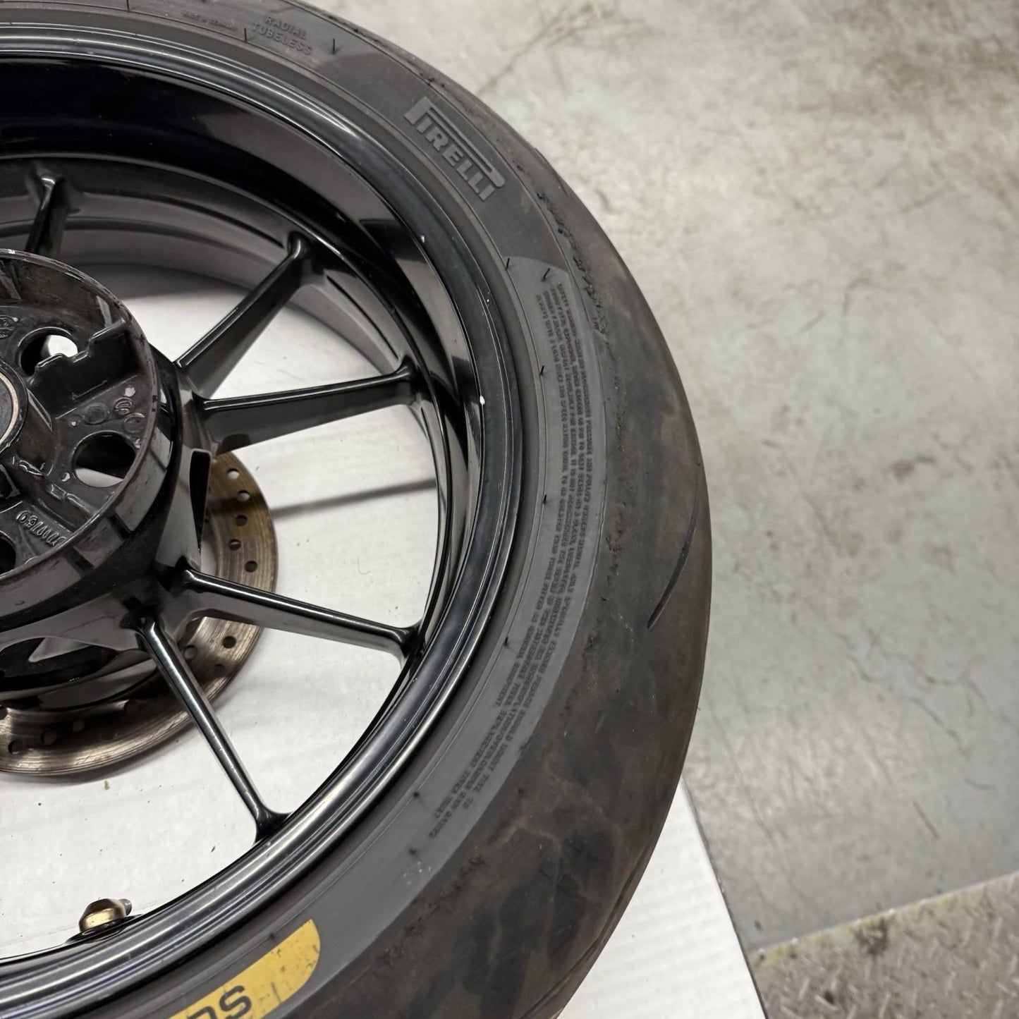 2010 - 2014 BMW S1000RR REAR WHEEL BACK RIM STRAIGHT PIRELLI TIRE BRAKE ROTOR