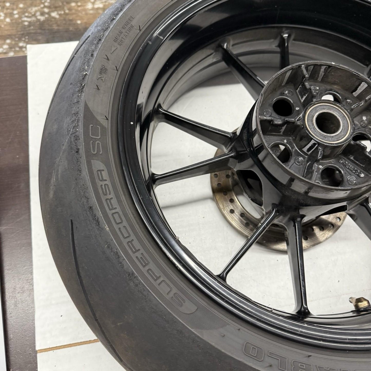2010 - 2014 BMW S1000RR REAR WHEEL BACK RIM STRAIGHT PIRELLI TIRE BRAKE ROTOR