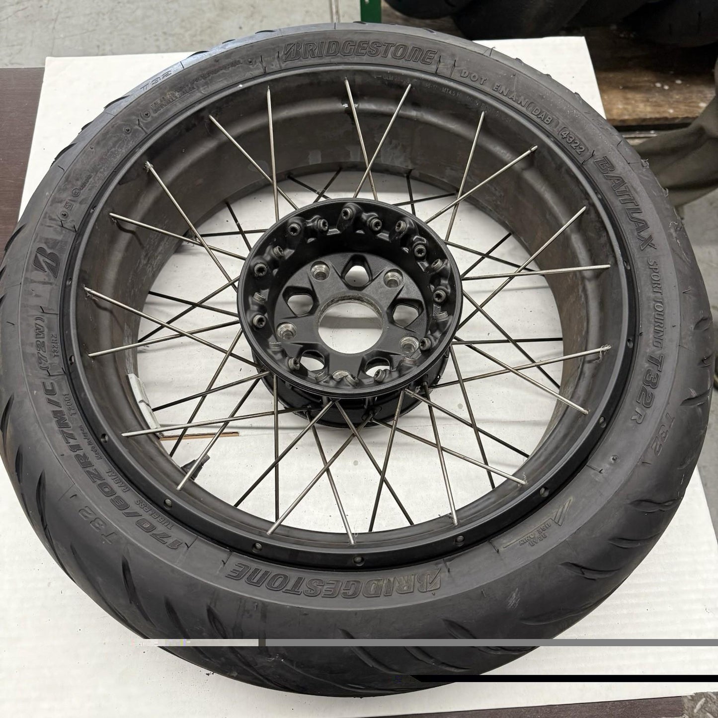 2017 - 2020 BMW R NINE T REAR WHEEL BACK TIRE BRIDGESTONE RIM STOCK STRAIGHT