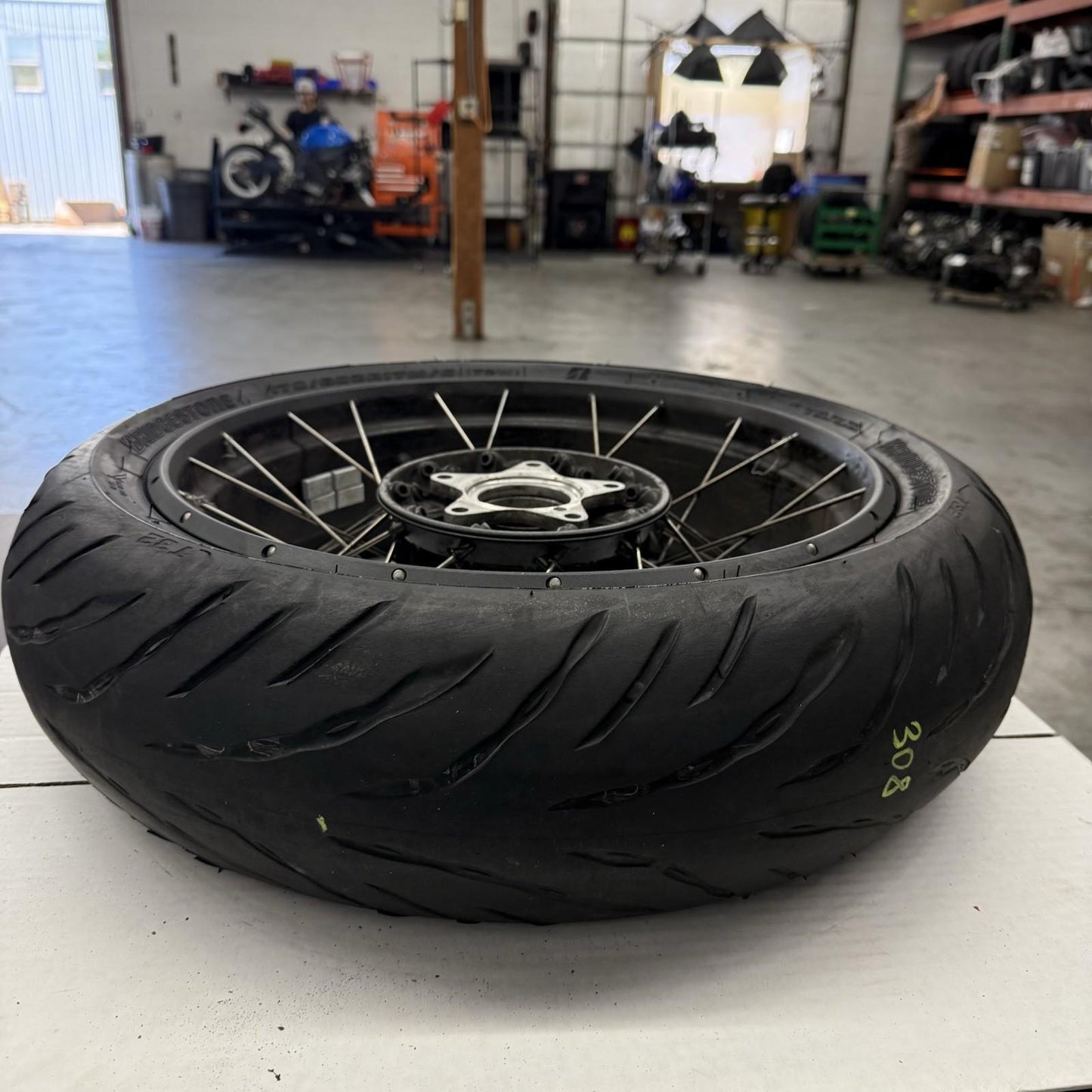 2017 - 2020 BMW R NINE T REAR WHEEL BACK TIRE BRIDGESTONE RIM STOCK STRAIGHT