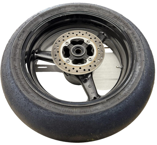 2008 - 2011 HONDA CBR1000RR REAR WHEEL BACK DUNLOP TIRE BLACK RIM STRAIGHT STOCK
