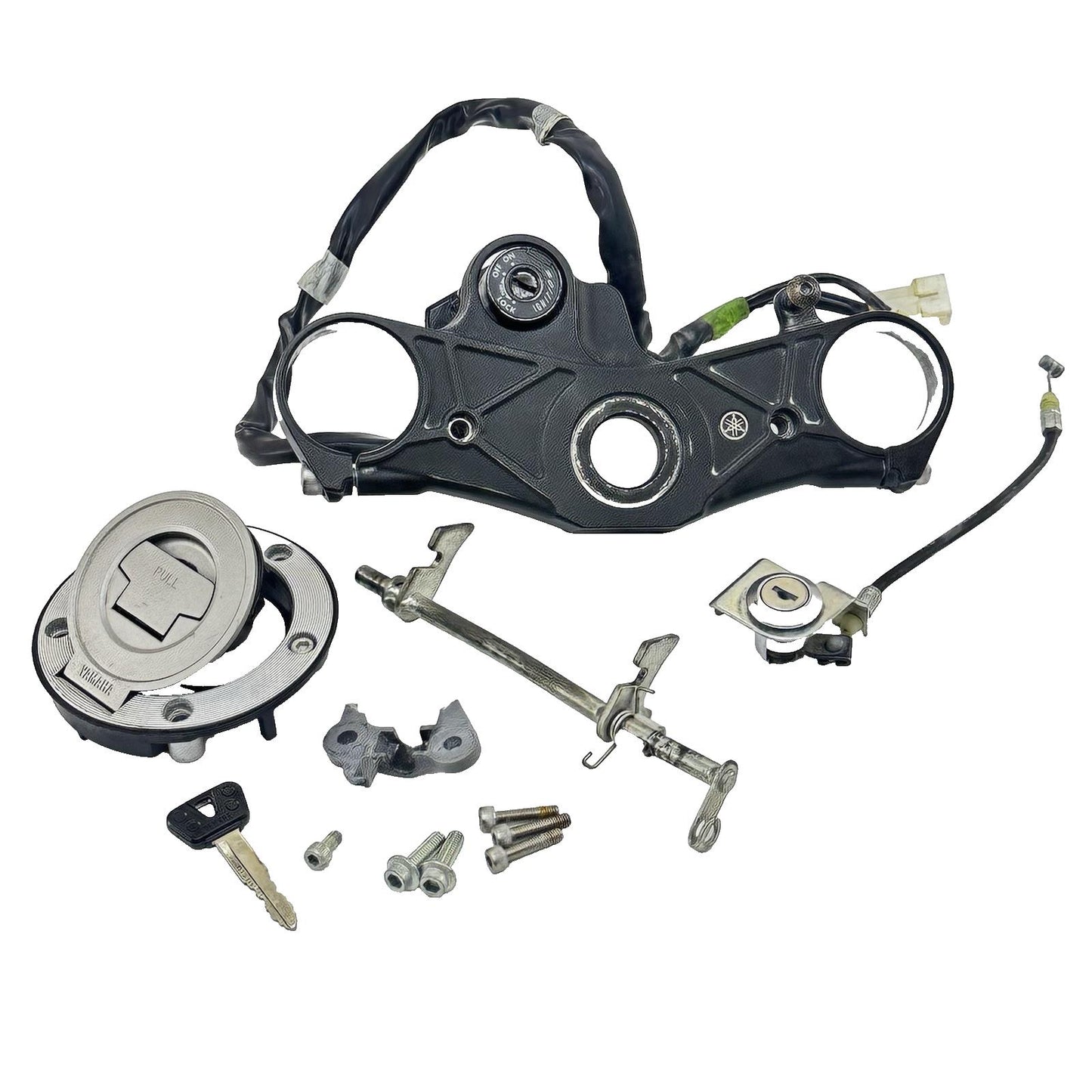 2009 - 2011 YAMAHA YZF R1 IGNITION LOCK SET KEY GAS CAP SEAT LATCH FORK CLAMP
