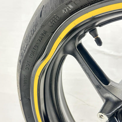 2009 - 2011 YAMAHA YZF R1 FRONT WHEEL RIM TIRE RUBBER BLACK STOCK *BENT*
