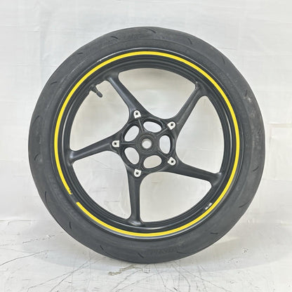 2009 - 2011 YAMAHA YZF R1 FRONT WHEEL RIM TIRE RUBBER BLACK STOCK *BENT*