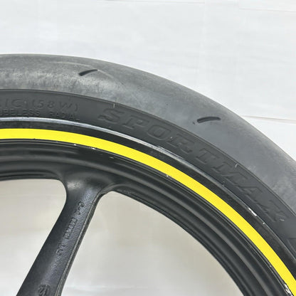 2009 - 2011 YAMAHA YZF R1 FRONT WHEEL RIM TIRE RUBBER BLACK STOCK *BENT*