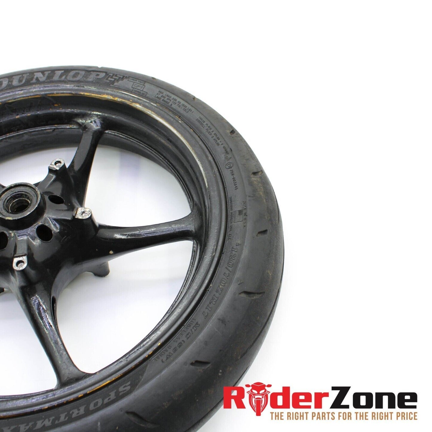 2008 - 2016 YAMAHA YZF R6 FRONT WHEEL DUNLOP TIRE BLACK CAST STRAIGHT RIM