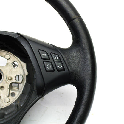 2006 - 2011 BMW E90 STEERING WHEEL LEATHER MULTI MEDIA 3 SPOKE BLACK CONTROLS OE