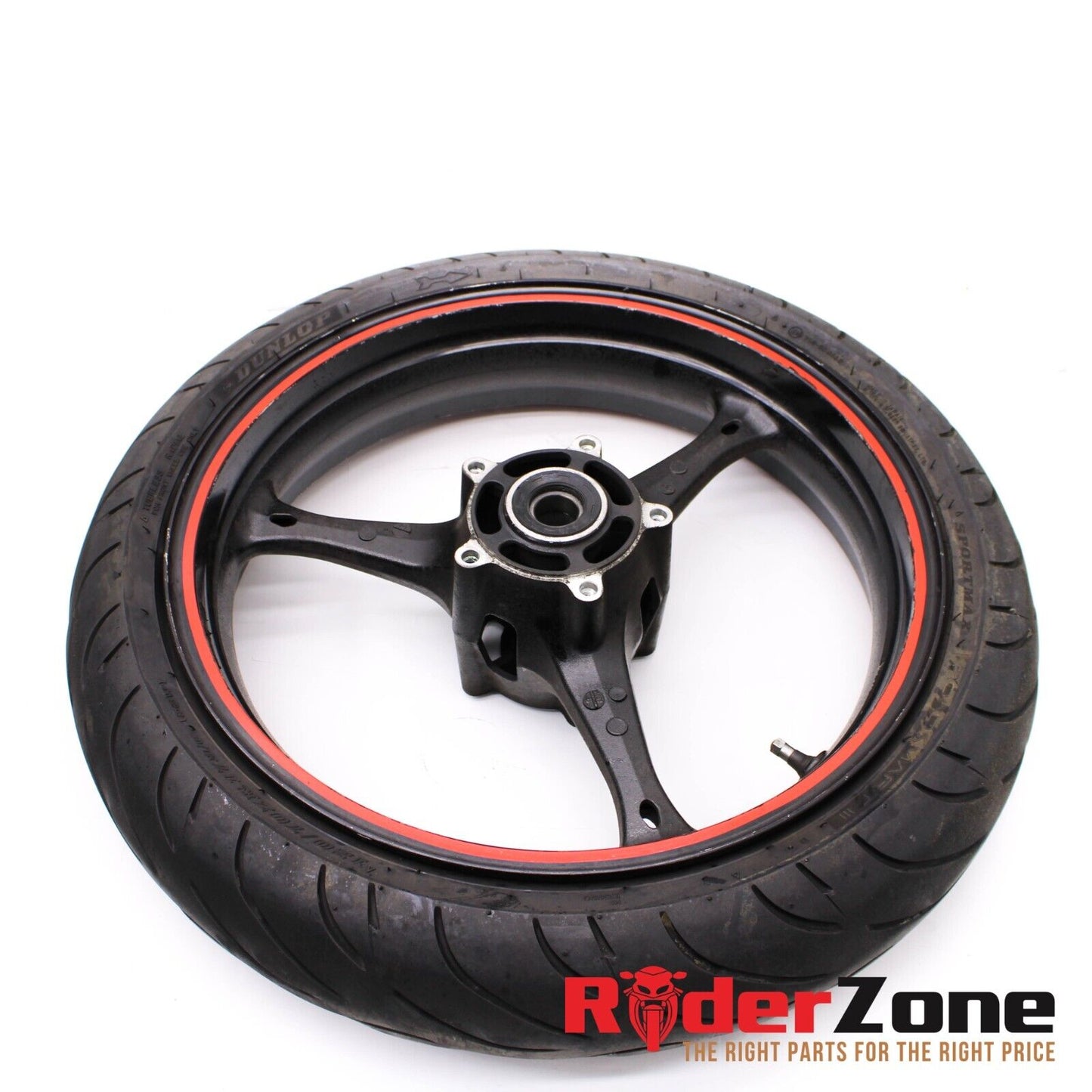 2005 - 2008 SUZUKI GSXR1000 FRONT WHEEL DUNLOP TIRE BLACK STRAIGHT RIM SPORTMAX