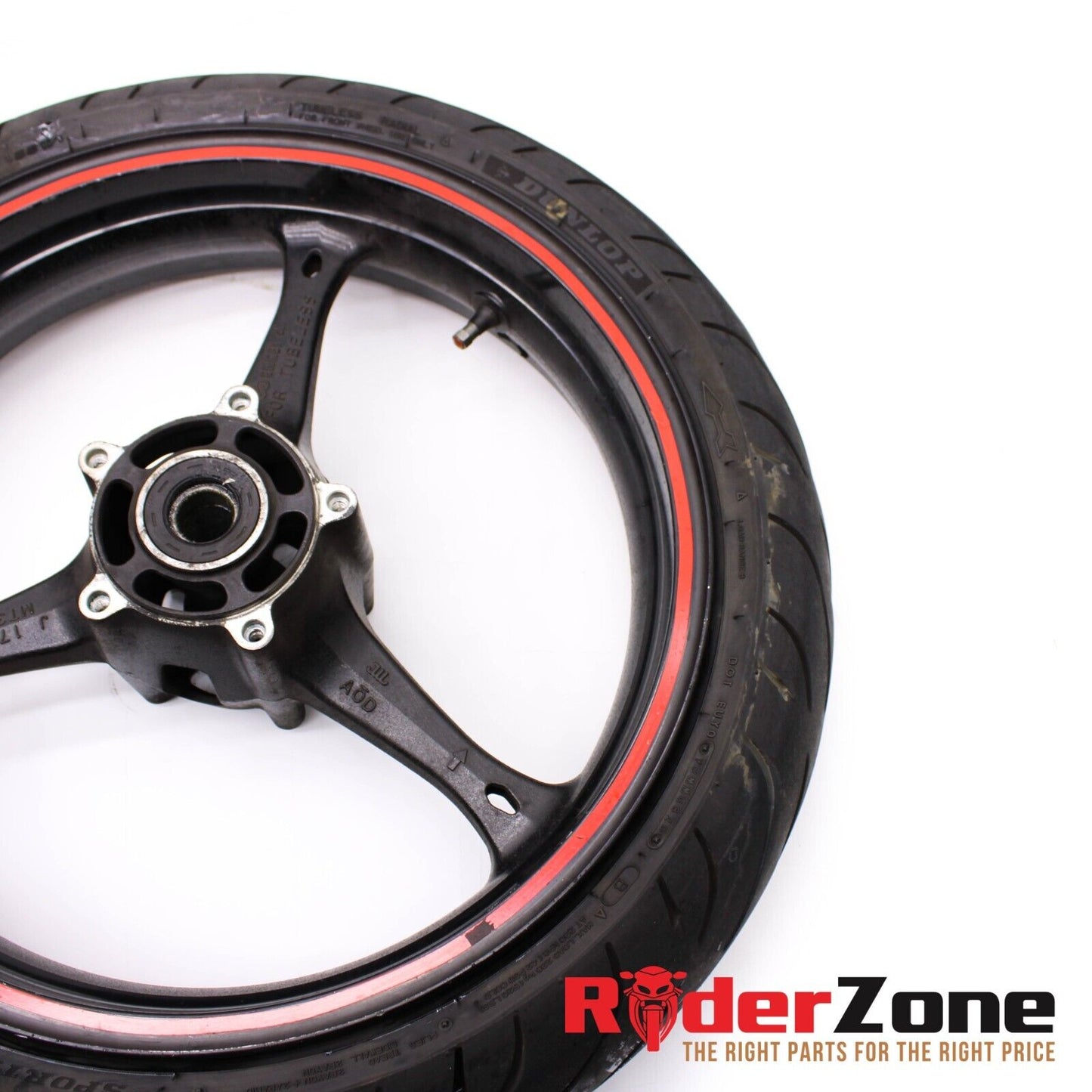 2005 - 2008 SUZUKI GSXR1000 FRONT WHEEL DUNLOP TIRE BLACK STRAIGHT RIM SPORTMAX