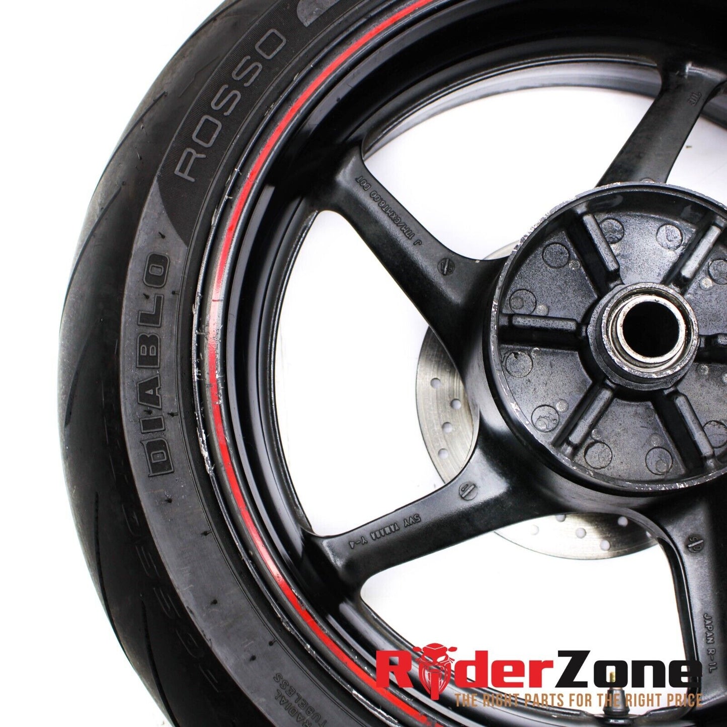 2008 -2016  YAMAHA YZF R6 REAR WHEEL RIM BACK BLACK PIRELLI TIRE STOCK ROTOR