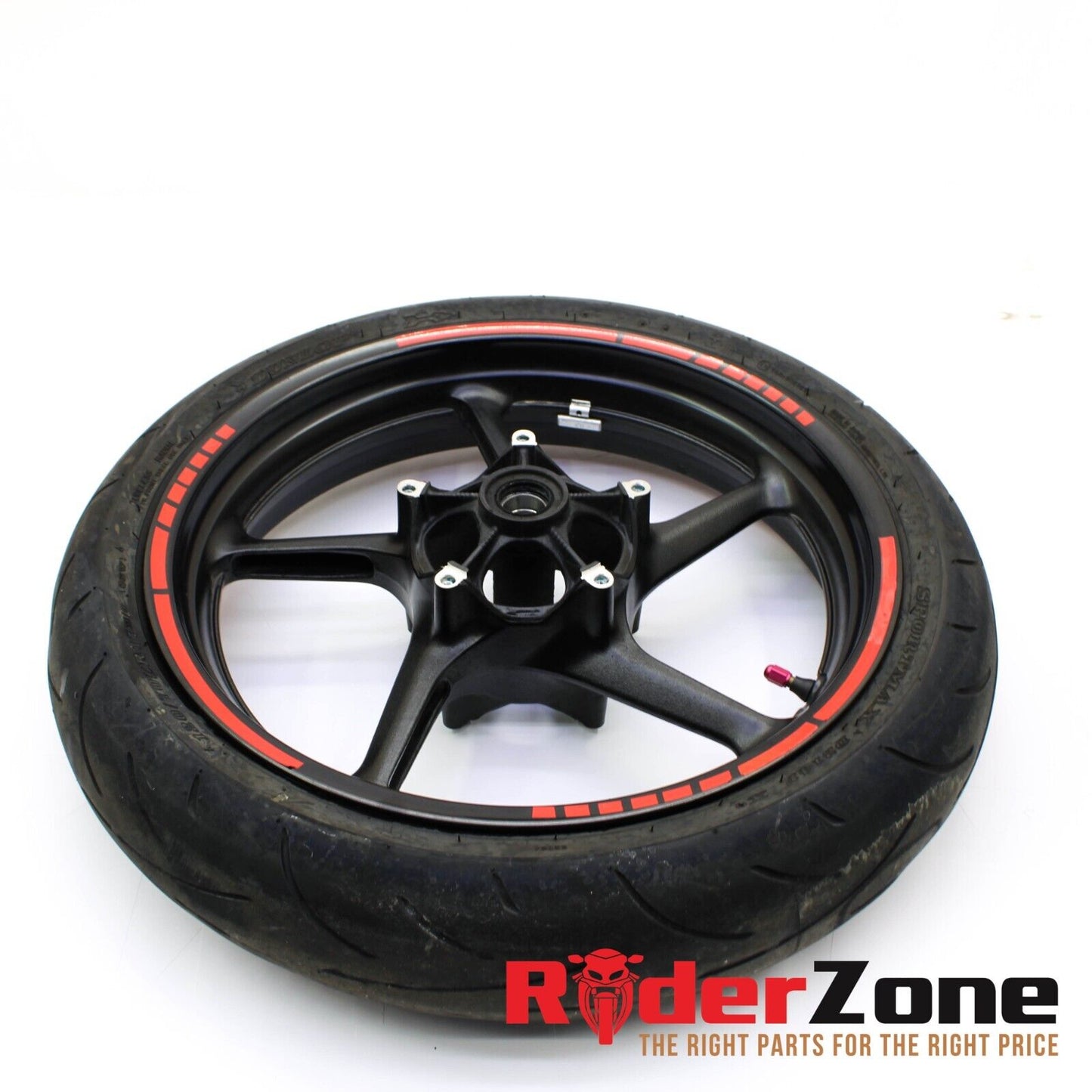 2017 - 2020 YAMAHA YZF R6 FRONT WHEEL STRAIGHT DUNLOP TIRE BLACK RED STRAIGHT