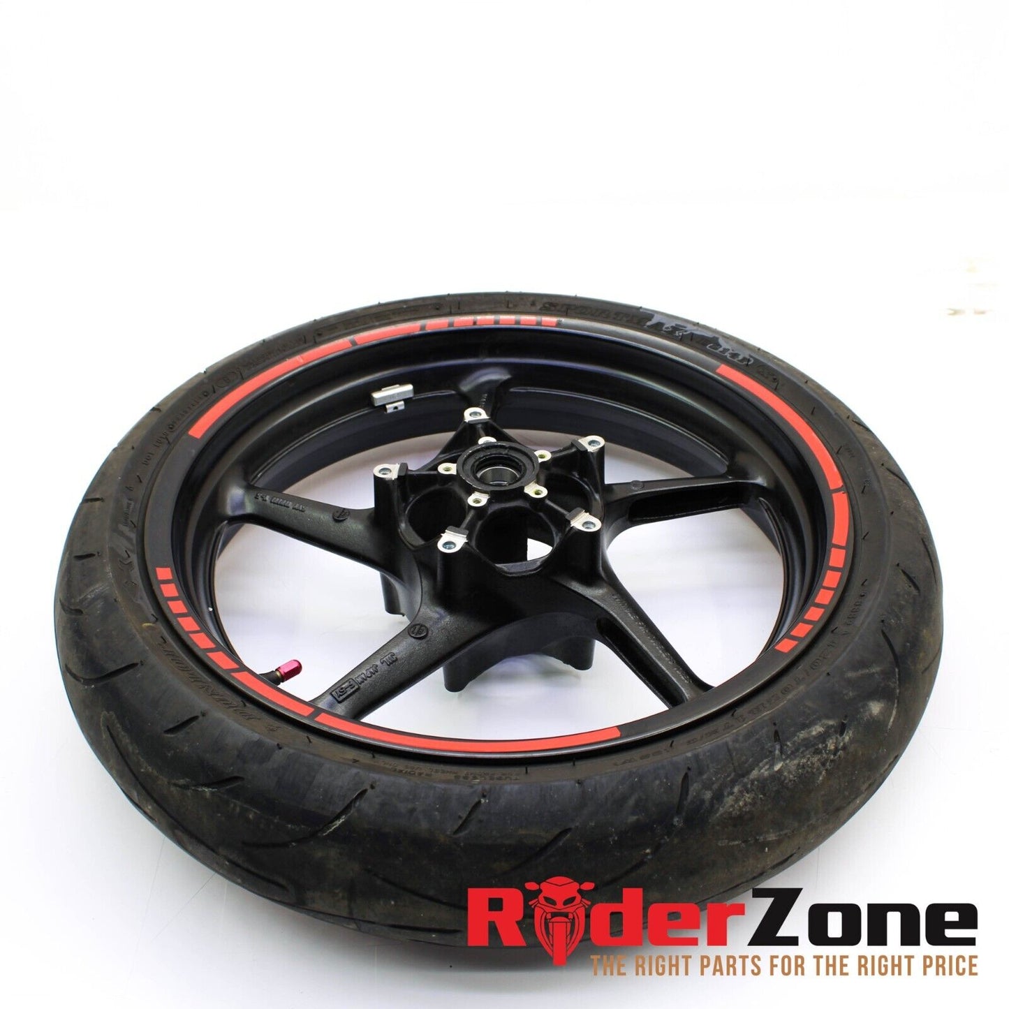 2017 - 2020 YAMAHA YZF R6 FRONT WHEEL STRAIGHT DUNLOP TIRE BLACK RED STRAIGHT